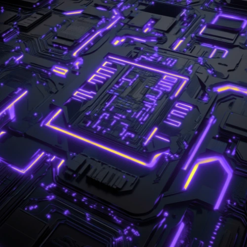 Purple Neon Circuit Lines